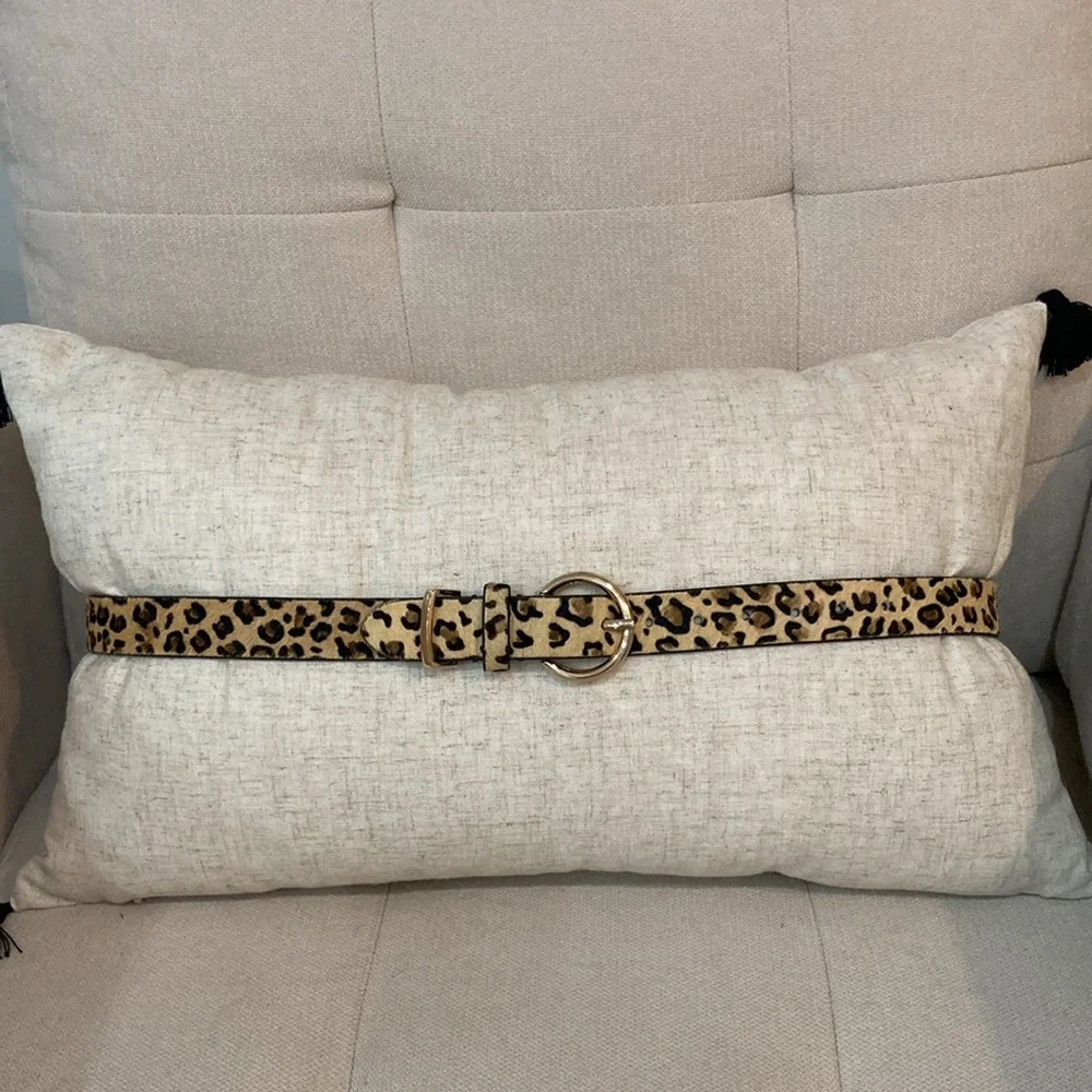 Leopard Print Belt with Gold Buckle - Picture 4 of 15